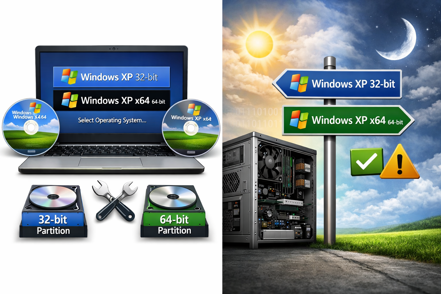 how to dualboot windows xp and xp x64​