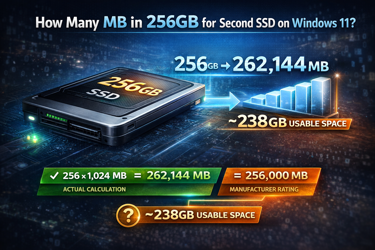 How Many MB in 256GB for a Second SSD on Windows 11?